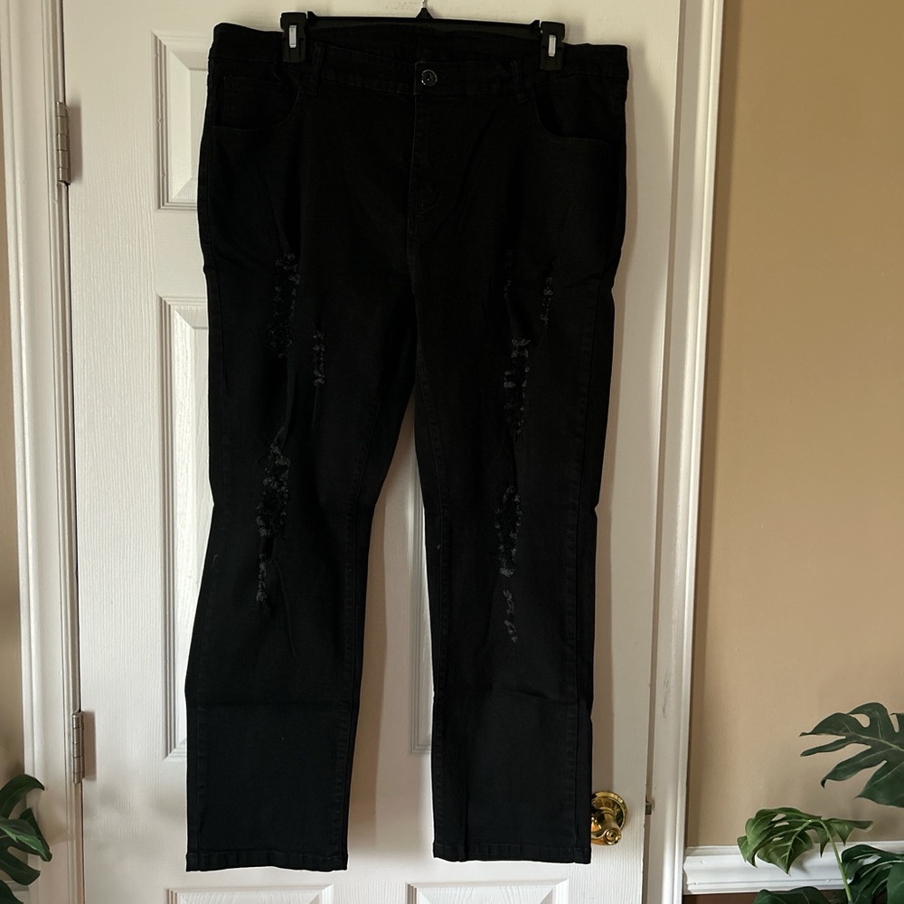 KYY Classic Black Straight Leg Denim Jeans w/Pockets ~ Size 40